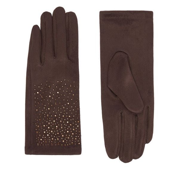 Rękawiczki Nine West. Brązowe rękawiczki Nine West, bez wzorów, z dzianiny. Za 39,99 zł.