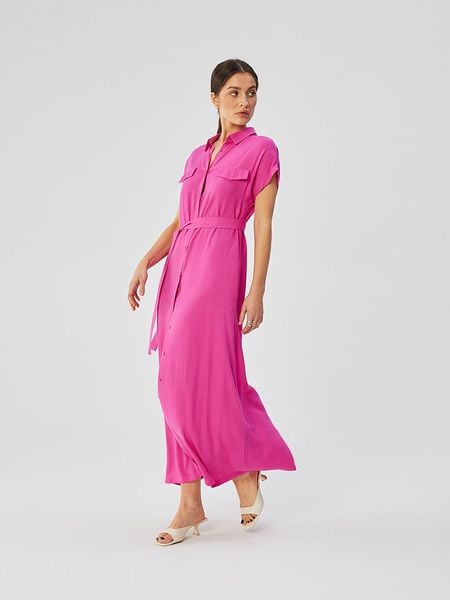 Stylove Sukienka w kolorze różowym rozmiar: XXL. Różowe sukienki Stylove, na co dzień, xxl, bez wzorów, z tkaniny, bez kołnierzyka, bez ramiączek, maxi, proste. Za 202,98 zł.