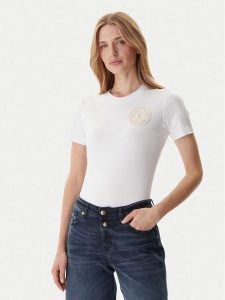 Versace Jeans Couture T-Shirt 79HAHT01 CJ03T Biały Regular Fit. Białe t-shirty Versace Jeans Couture, xs, bez wzorów, z bawełny, bez kołnierzyka, bez ramiączek. Za 299,99 zł.