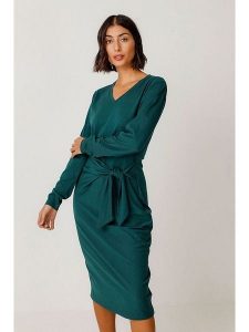 SKFK Sukienka "Luar" w kolorze morskim rozmiar: 36. Niebieskie sukienki SKFK, bez wzorów, z bawełny, bez kołnierzyka, bez ramiączek, midi. Za 187,99 zł.