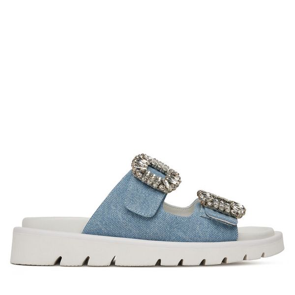 Klapki Eva Minge. Czarne klapki Eva Minge, bez wzorów, bez obcasa. Za 239,99 zł.