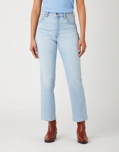 WRANGLER damskie spodnie jeansowe WIDE WEST BRIGHT CLOUD 112141309. Jeansy Wrangler, bez wzorów, z jeansu. Za 169,99 zł.