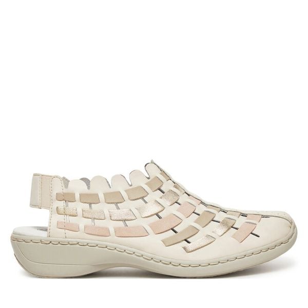 Sandały Rieker. Brązowe sandały Rieker, bez wzorów, bez obcasa, na płaskiej podeszwie, bez zapięcia. Za 259,99 zł.