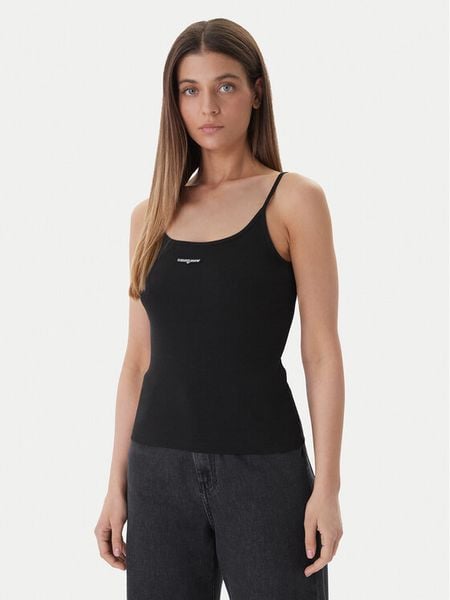 Tommy Jeans Top DW0DW22278 Czarny Slim Fit. Czarne topy Tommy Jeans, xl, bez wzorów, z bawełny, bez kołnierzyka, bez ramiączek. Za 113,99 zł.