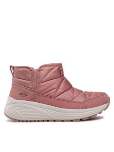 Skechers Botki Puffiez 117260/ROS Różowy. Czerwone botki Skechers, bez wzorów, z materiału, bez obcasa, na płaskiej podeszwie, bez zapięcia. Za 305,99 zł.