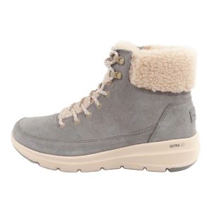 Buty Skechers Glacial Ultra-Woodlands 16677/GRY szare. Szare buty zimowe z materiału, bez obcasa, bez zapięcia. Za 432,01 zł.