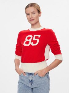 Tommy Hilfiger Sweter Varsity 85 Graphic C-Nk Swt WW0WW40718 Czerwony Slim Fit. Czerwone swetry klasyczne TOMMY HILFIGER, l, z syntetyku, bez kołnierzyka. Za 579,99 zł.