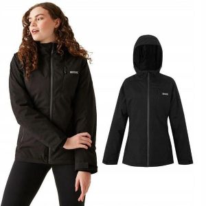 Kurtka trekkingowa ocieplana dla kobiet Regatta HIGHTON. Czarne kurtki Regatta, bez wzorów, bez kaptura. Za 299,99 zł.