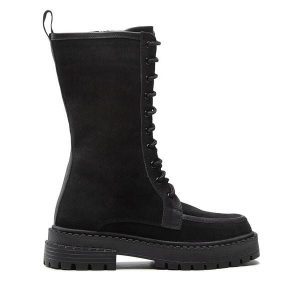 Trapery Simple. Czarne buty zimowe Simple, bez obcasa, bez zapięcia. Za 599,00 zł.