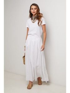 Lin Passion Lniana spódnica w kolorze białym rozmiar: 36/38. Białe spódnice Lin Passion, bez wzorów, ze lnu, klasyczne, maxi. Za 165,99 zł.