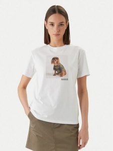 Barbour T-Shirt Marine LTS0716WH11 Biały Regular Fit. Białe t-shirty Barbour, bez wzorów, z bawełny, bez kołnierzyka, bez ramiączek. Za 169,99 zł.