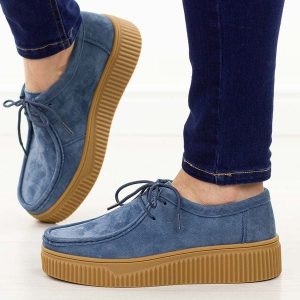 Granatowe skórzane półbuty damskie Filippo Dp7500/26. Niebieskie półbuty Filippo, na jesień, bez wzorów, z jeansu, z okrągłym noskiem, bez obcasa, na płaskiej podeszwie, bez zapięcia. Za 239,00 zł.