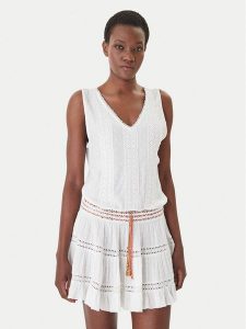 Banana Moon Sukienka letnia Martina Seastar MZG10 Biały Regular Fit. Białe kombinezony Banana Moon, na lato, s, bez wzorów, z wiskozy, bez kołnierzyka, bez ramiączek. Za 409,99 zł.