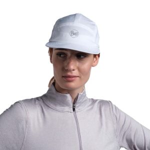 Czapka z daszkiem BUFF 5 PANEL GO CAP SOLID. Białe czapki Buff, bez wzorów, z elastanu. Za 149,50 zł.