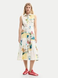 Desigual Sukienka koszulowa 26SWVW15 Kolorowy Regular Fit. Sukienki Desigual, xs, bez wzorów, z bawełny, bez kołnierzyka, bez ramiączek, koszulowe. Za 555,99 zł.