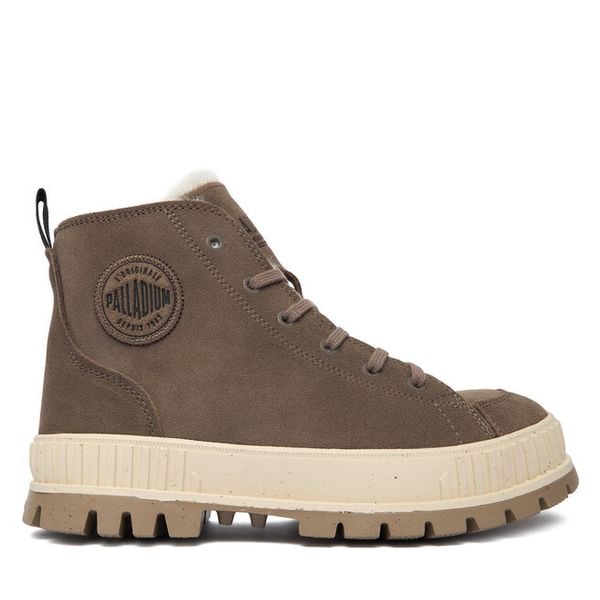 Trapery Palladium. Szare buty zimowe Palladium, bez obcasa, bez zapięcia. Za 579,99 zł.