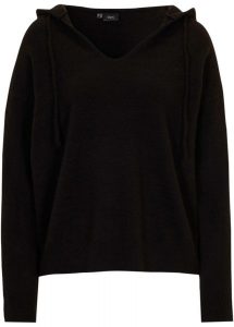 Sweter z dekoltem w serek i kapturem. Zielone swetry klasyczne bonprix, bez kołnierzyka. Za 107,99 zł.