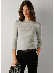 Pepe Jeans Koszulka "Betina" w kolorze jasnoszarym rozmiar: XS. Szare bluzki Pepe Jeans, xs, bez wzorów, z jeansu, bez kołnierzyka, bez ramiączek. Za 100,75 zł.