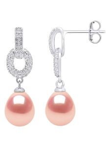 Pearl Addict Srebrne kolczyki-wkrętki z perłami i cyrkoniami rozmiar: onesize. Różowe kolczyki Pearl Addict, z cyrkonią, srebrne. Za 239,99 zł.