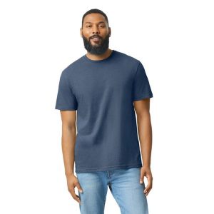Koszulka CVC Dla Dorosłych Unisex. Niebieskie bluzki GILDAN, bez wzorów, sportowe, bez kołnierzyka, bez ramiączek. Za 42,99 zł.