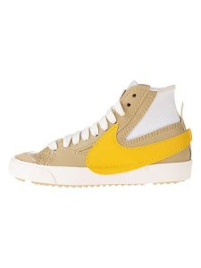 Nike Skórzane sneakersy "Blazer Mid '77 Jumbo" w kolorze biało-beżowym rozmiar: 44,5. Białe trampki Nike, z aplikacjami, za kostkę, bez zapięcia. Za 231,61 zł.