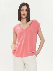 ONLY Bluzka Jasmina 15252241 Różowy Regular Fit. Czerwone bluzki ONLY, xs, bez wzorów, z wiskozy, bez kołnierzyka, bez ramiączek. Za 109,99 zł.