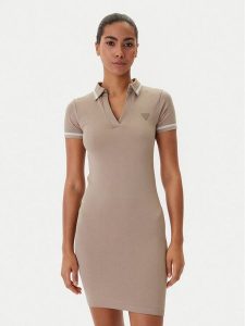 Guess Sukienka codzienna V6RK02 Z4692 Beżowy Slim Fit. Brązowe kombinezony Guess, l, z aplikacjami, z syntetyku, bez kołnierzyka, bez ramiączek. Za 329,99 zł.