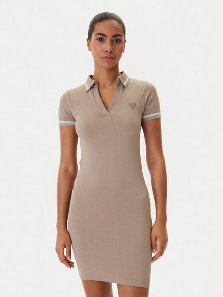 Guess Sukienka codzienna V6RK02 Z4692 Beżowy Slim Fit. Brązowe kombinezony Guess, l, z aplikacjami, z syntetyku, bez kołnierzyka, bez ramiączek. Za 319,99 zł.