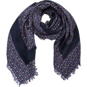 Chusta TORY BURCH - Wild Pansy Logo Square Scarf 48660 Blue Wind Pansy 491. Niebieskie apaszki i chusty marki Tory Burch, z jedwabiu. Za 829,00 zł.