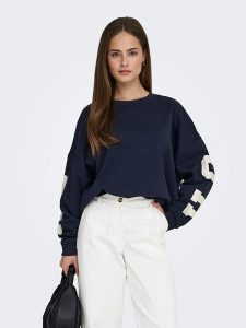 ONLY Bluza w kolorze granatowym rozmiar: L. Niebieskie bluzy ONLY, l, bez wzorów, bez kaptura. Za 100,45 zł.