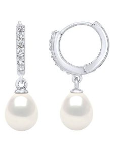 Pearl Addict Srebrne kolczyki-kreole z perłami rozmiar: onesize. Białe kolczyki Pearl Addict, z cyrkonią, srebrne. Za 307,46 zł.