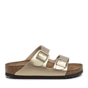 Klapki Birkenstock. Żółte klapki Birkenstock, bez wzorów, bez obcasa. Za 319,99 zł.