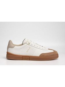 Replay Skórzane sneakersy w kolorze biało-jasnobrązowym rozmiar: 41. Białe trampki Replay, bez wzorów, bez zapięcia. Za 217,99 zł.