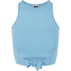 Womens/Ladies Front Knot Crop Top. Niebieskie topy Urban Classics, xs, bez wzorów, casualowe, bez kołnierzyka, bez ramiączek. Za 68,99 zł.