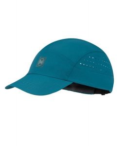 Czapka do biegania Buff Speed Cap. Niebieskie czapki Buff, bez wzorów, z nylonu. Za 129,99 zł.