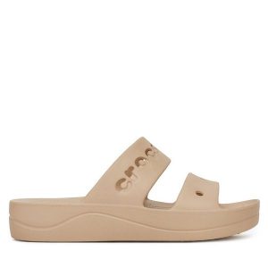 Klapki Crocs. Brązowe klapki Crocs, bez wzorów, bez obcasa. Za 159,99 zł.