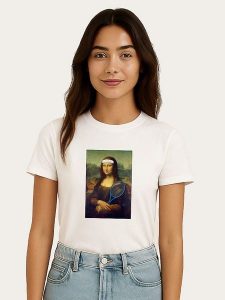 WOOOP Koszulka "Mona Lisa Tennis" w kolorze białym rozmiar: XL. Białe bluzki Wooop, xl, bez wzorów, z bawełny, bez kołnierzyka, bez ramiączek. Za 56,99 zł.