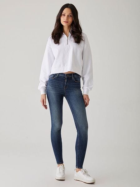 LTB Dżinsy "Amy X" - Skinny fit - w kolorze granatowym rozmiar: W28/L28. Niebieskie jeansy LTB, z aplikacjami, ze skóry, z podwyższonym stanem. Za 74,11 zł.