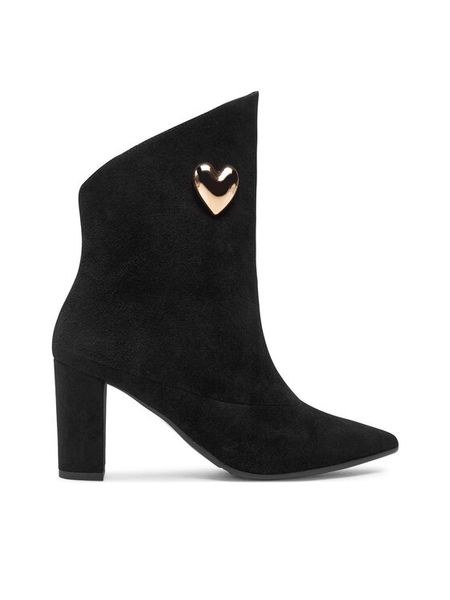 Baldowski Botki D04944-3907-001 Czarny. Czarne botki Baldowski, bez wzorów, ze skóry, bez obcasa, na słupku, bez zapięcia. Za 549,99 zł.