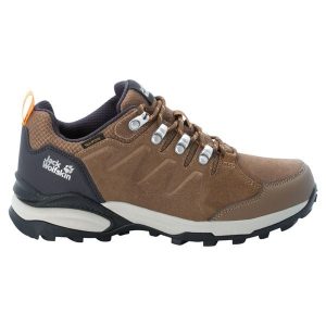 Buty trekkingowe damskie Jack Wolfskin Refugio Texapore Low. Brązowe buty trekkingowe Jack Wolfskin, z gumy, bez zapięcia. Za 562,00 zł.