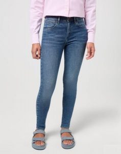 DAMSKIE SPODNIE WRANGLER HIGH SKINNY LOVERS 112351323. Jeansy Wrangler, bez wzorów, z jeansu. Za 209,99 zł.