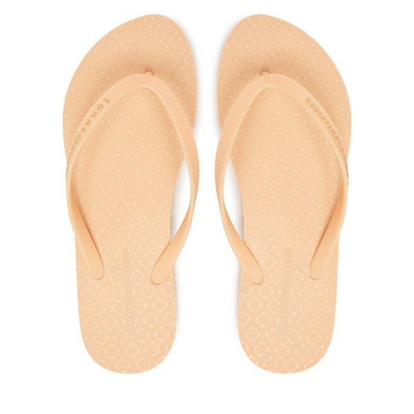 Japonki Tommy Hilfiger. Brązowe klapki TOMMY HILFIGER, bez wzorów, bez obcasa. Za 109,99 zł.