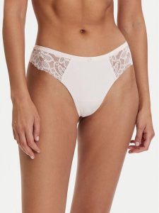 BOSS Stringi Blossom 50556195 Różowy jasny. Czerwone stringi Boss, bez wzorów, z syntetyku. Za 149,99 zł.