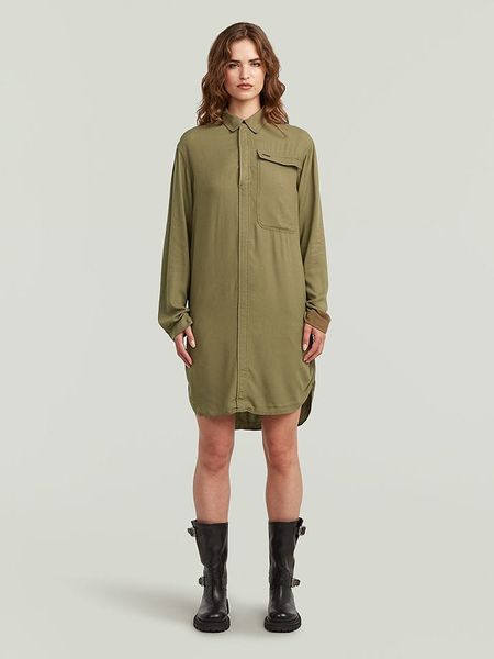 G-Star Sukienka w kolorze khaki rozmiar: XL. Brązowe sukienki G-Star, na co dzień, s, bez wzorów, z wiskozy, klasyczne, bez kołnierzyka, bez ramiączek, midi, proste. Za 264,95 zł.