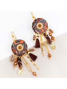 LA CHIQUITA Pozłacane kolczyki z kryształami i jaspisami rozmiar: onesize. Brązowe kolczyki LA CHIQUITA, z jaspisem, pozłacane. Za 122,45 zł.