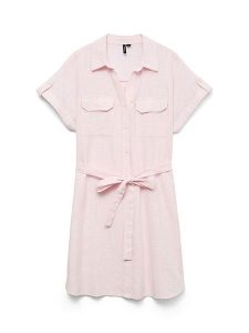 Vero Moda Sukienka w kolorze jasnoróżowym rozmiar: M. Różowe sukienki Vero Moda, na co dzień, m, bez wzorów, z bawełny, bez kołnierzyka, bez ramiączek, mini, proste. Za 114,17 zł.