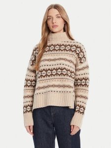 Barbour Golf Helen LKN1560GY15 Beżowy Regular Fit. Brązowe golfy Barbour, bez wzorów, z wełny. Za 489,99 zł.