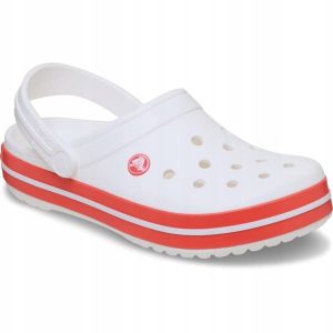 Crocs Damskie Buty Chodaki Klapki Crocband 11016 Clog. Białe klapki Crocs, bez wzorów, z materiału, bez obcasa. Za 199,99 zł.
