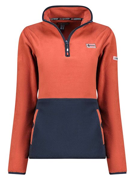 Geographical Norway Bluza polarowa "Touki" w kolorze rdzawoczerwono-granatowym rozmiar: XXL. Czerwone bluzy Geographical Norway, xxl, bez wzorów, z polaru, bez kaptura. Za 69,91 zł.