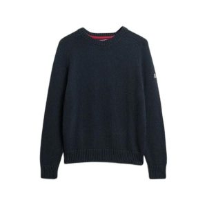 Damski sweter z okrągłym dekoltem Superdry slouchy. Niebieskie swetry klasyczne Superdry, na zimę, z dzianiny, bez kołnierzyka. Za 288,40 zł.